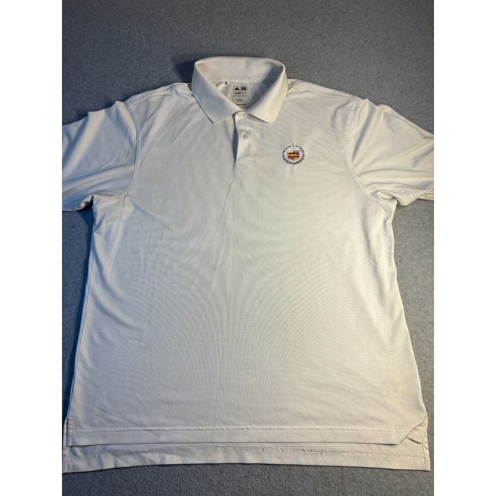 adidas Polo‎ Shirt Men's Large White Golf Performance Short Sleeve High Low Slit